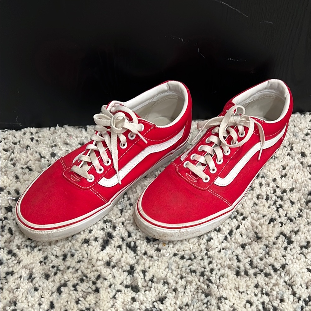 Vans Classic Red Canvas Shoes with White Trim